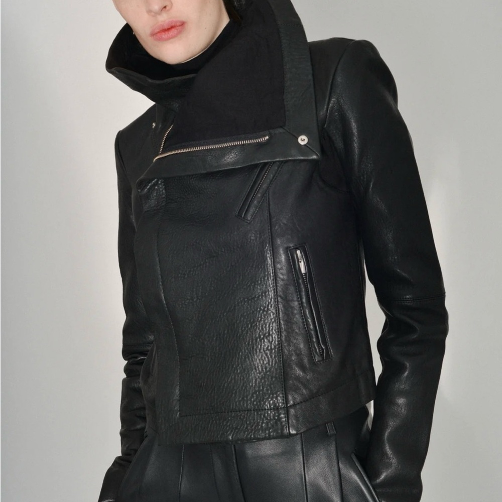 RESERVED LISTING Veda Black Leather Jacket Max Classic Large L Lambskin Moto - Picture 4 of 15
